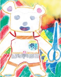 從小陪伴他卻即將送人的小熊，也用拓圖留下回憶